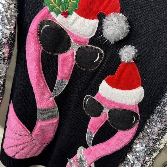 Flamingo Ugly Christmas Sweater Dress - Picture 6 of 6